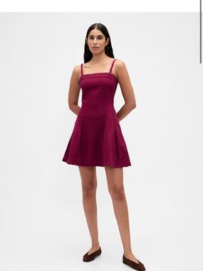 GAP Wine Red Denim Dress with Thin Detachable Straps NWT